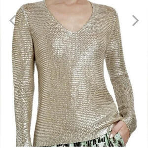 BCBG Max Azria Foil Brushed Sliver Sweater MSRP 198.00 Size Medium